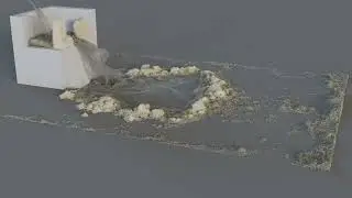 water and sand mixing with MPM solver in houdini & karmaXpu