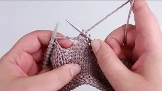 KB (knit below) tutorial, demonstrated into knit stitches and yarn overs