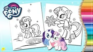 Coloring My Little Pony Rarity & Sweetie Belle Winter Scenes | Kiddie Playtime