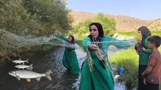 The creative fishing of a lonely young woman, whose children are waiting for food..