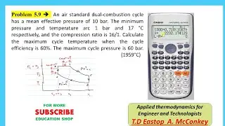 Problem 5.9 Calculate the maximum cycle temperature when the cycle efficiency is 60%.