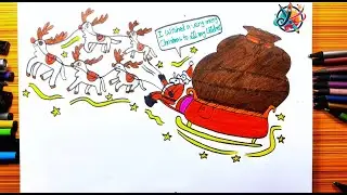 Cute Santa Giving Gifts 🎄🎅  Easy Christmas Drawing Tutorial