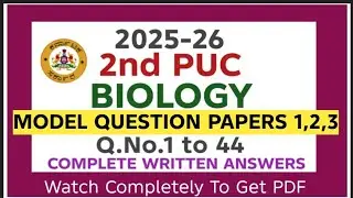 2nd PUC Biology model question papers 1,2,3 with answers|2025-26