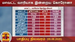 மாவட்ட வாரியாக இன்றைய கொரோனா பாதிப்பு நிலவரம் (05.06.2020) | COVID 19 |  Tamil Nadu