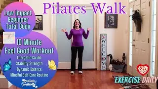10 Minute Indoor Walking for Stress Relief | Beginner Pilates | Positive Mindset | Total Body Bliss