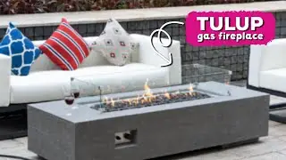 Concrete garden coffee table with integrated gas fire 182x70cm TULUP