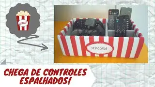 DIY - PORTA CONTROLE (TEMA PIPOCA)
