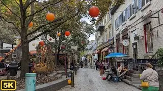 Quebec City Petit Champlain street walk in autumn