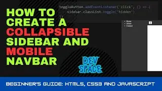 JavaScript Collapsible Sidebar and Mobile Navbar for Beginners | Responsive Navbar | How To | #js