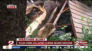 Tulsa home collapses during severe weather