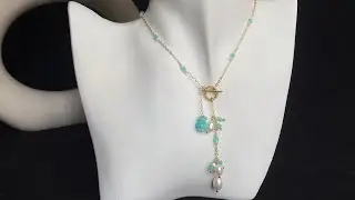 Amazonite and pearls Y-Lariate necklace#necklace #necklacemaking #necklacedesigns #handmadejewelry