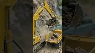 Tiny Excavator Clearing Landslide Rocks | Miniature Construction Satisfying