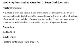 WeCP Python Coding Question 2 - *Even-Odd-Even-Odd* 