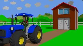 Blue Tractor & Agricultural machinery carousel🚜 Animated Farm and New Vehicles on It
