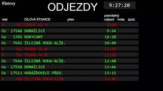 Hlášení Klatovy (odjezdová tabule, ViSL)
