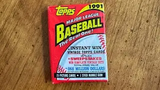 1991 Topps baseball wax pack opened