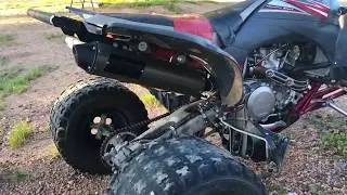 2008 YFZ450 with HMF Black Out Performance Slip-on Exhaust vs stock sound Test