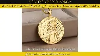 18k Gold Plated Greek Mythology Coin Pendant Necklace Aphrodite Goddess Gold