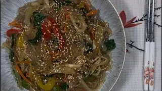 Korean Jabchae(glass noodles)Vegan food!#asiandishes #cooking #vegetables #food #recipe #koreanfood 