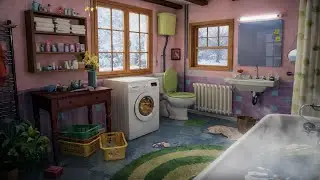 Relaxing Winter Bathroom ❄️ Warm Bath Water, Laundry Sounds & Snow Outside