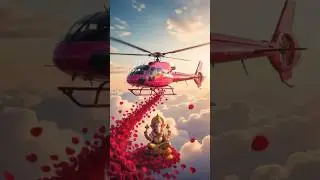 ✨ Helicopter Pushpa Varsha on Lord Ganesha | Ganesh Chaturthi 2025 Celebration 🙏🌸🚁