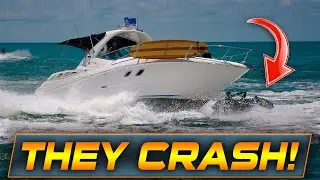 BOAT CRASHES INTO JET SKI AT HAULOVER INLET !! EPIC RAGE! | WAVY BOATS