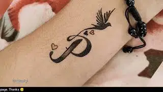 Tattoo making - P letter tattoo with birds 🐦 | P name tattoo | Alphabet p tattoo