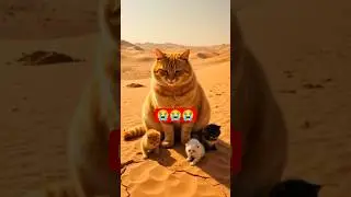 Struggle of a Mother Cat and Her Kittens in the Scorching Desert 🌵  #cute #cat #viralvideo