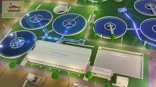 Water Treatment Plant - flow diagram in LED light