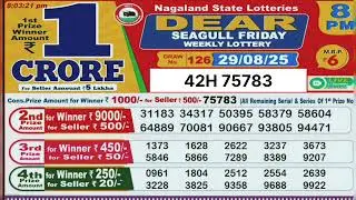 Night lottery result today 8pm  - 29/08/2025 -   Nagaland State Lottery Result .