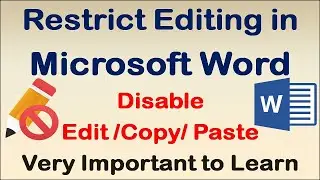 Restrict Editing in Microsoft Word | Protect MS Word Document from Edit, Copy | Very Important