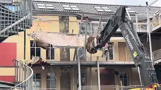 Construction work - Bergen Decome, Norway- And safe down it went 