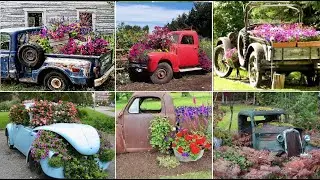 55+unusual flower beds ideas with flower filled pick up truck