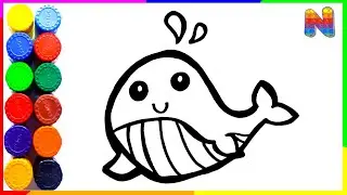 How to Draw a Cute Unicorn Whale for Kids & toddlers | Easy step by step Whale Drawing, Sea animals