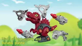 STEM toy take apart armored dinosaur set DIY building toys with electric drill and rocket launcher
