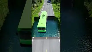Bus vs water pit #130 #beamngdrive #mcqueenbeamng #cartransport #bus