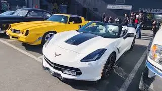 American Cars meeting bei ACE CAFE.  Corvette C7 Z06, Corvette C8 , Impala,  Charger