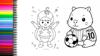 Capybara Pumpkin girl Drawing, Painting  Coloring For Kids and Toddlers_ Kids | How To Draw Capybara