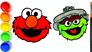 🔴🟢 Drawing Elmo Face From Sesame Street | Drawing Oscar the Grouch Face From Sesame Street
