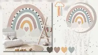 Kids Room Interior Wallpapers | Pastel Wall Decor DIY Mural | Easy Nursery IDEA | Children Lookbook
