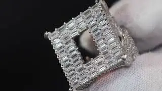 Mens baguette diamond ring, Iced out ring, mens big iced out ring, mens big hip hop ring