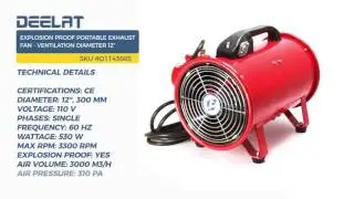 Explosion Proof Portable Exhaust Fan - Ventilation Diameter 12