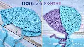 🧶 FREE Crochet Baby Bonnet Tutorial (0–3 Months) 👶 | Free Pattern