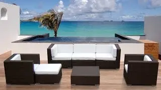 Outdoor Patio Sofa Sectional Wicker Furniture 7Pc Resin Couch Set With Lots Of Configuration Options