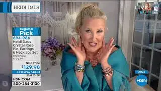 Heidi Daus Crystal Rose Pin, Earrings and Necklace Set
