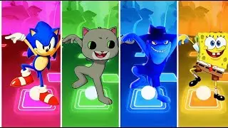 Sonic vs Talking Cat vs Monster vs SpongeBob ⚡ | Tiles Hop Battle | Kids Game