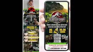 Convite Interativo Gold Jurassic Park