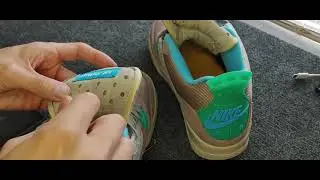 Cutting the tongue on the Union Jordan 4 Taupe Haze