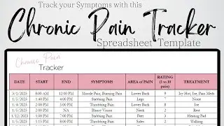 Chronic Pain Journal, Chronic Pain Management, Pain Log Excel Spreadsheet Google Sheets Template