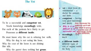 4.1 The Vet Poem Translation  Explaination 8th class English subject page 77 & 78 by Zameer Sir